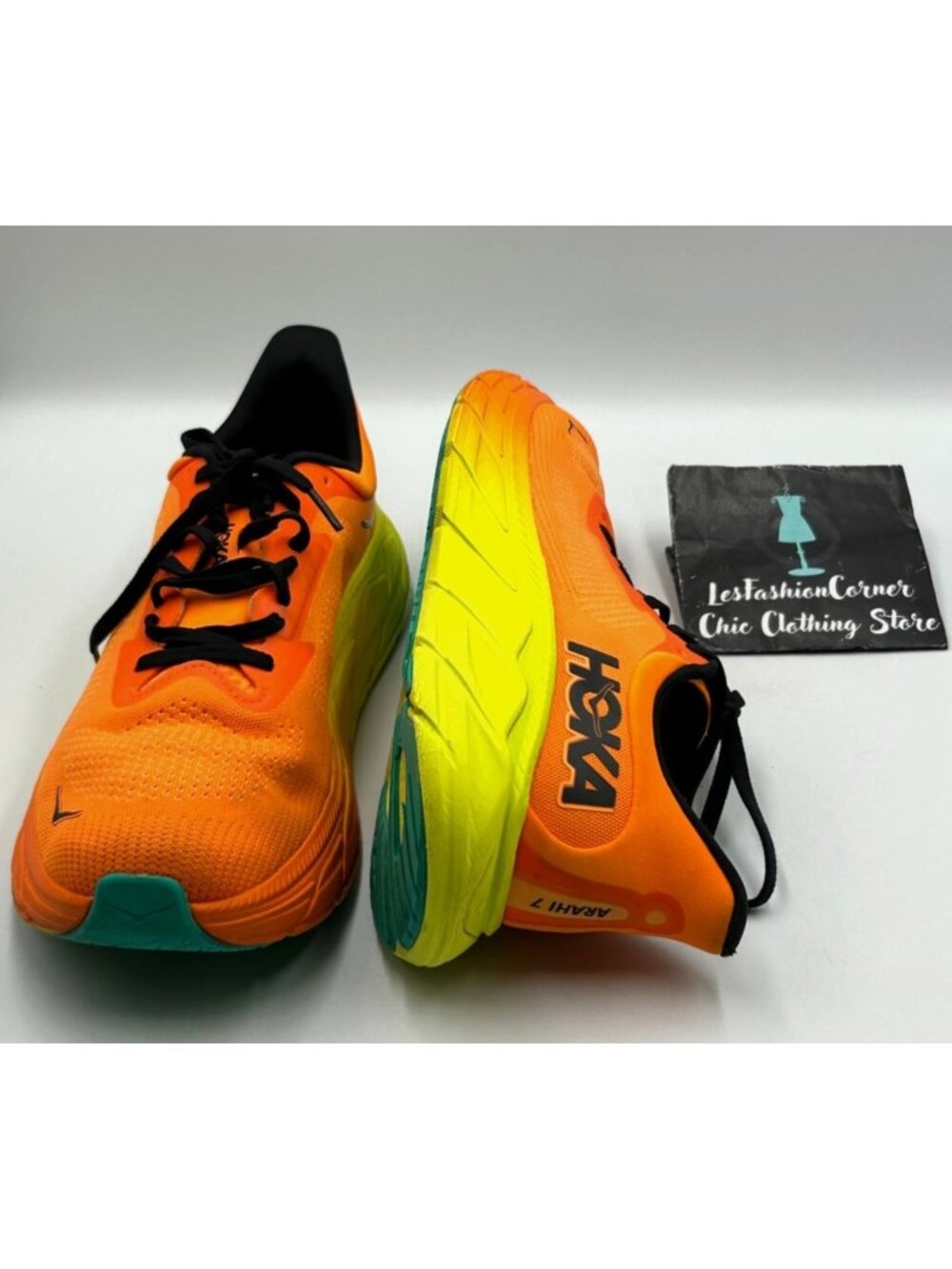 Hoka One One Men’s Orange Yellow Mesh Arahi 7 Running Shoes Size 11 3515 - Picture 12 of 16